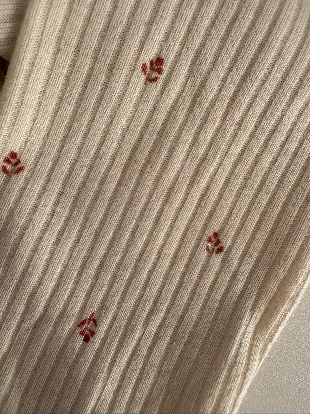 Carter's Cream Ribbed Pajama Set with Pink Dot Floral 12m